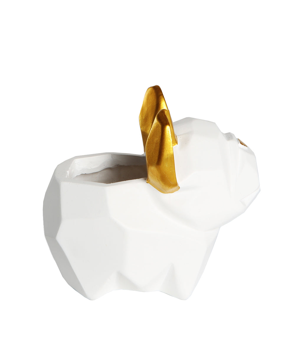 White French Bulldog Color Small Plant Pot side view