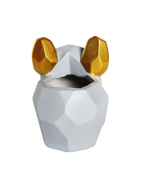 Grey French Bulldog Color Small Plant Pot back view