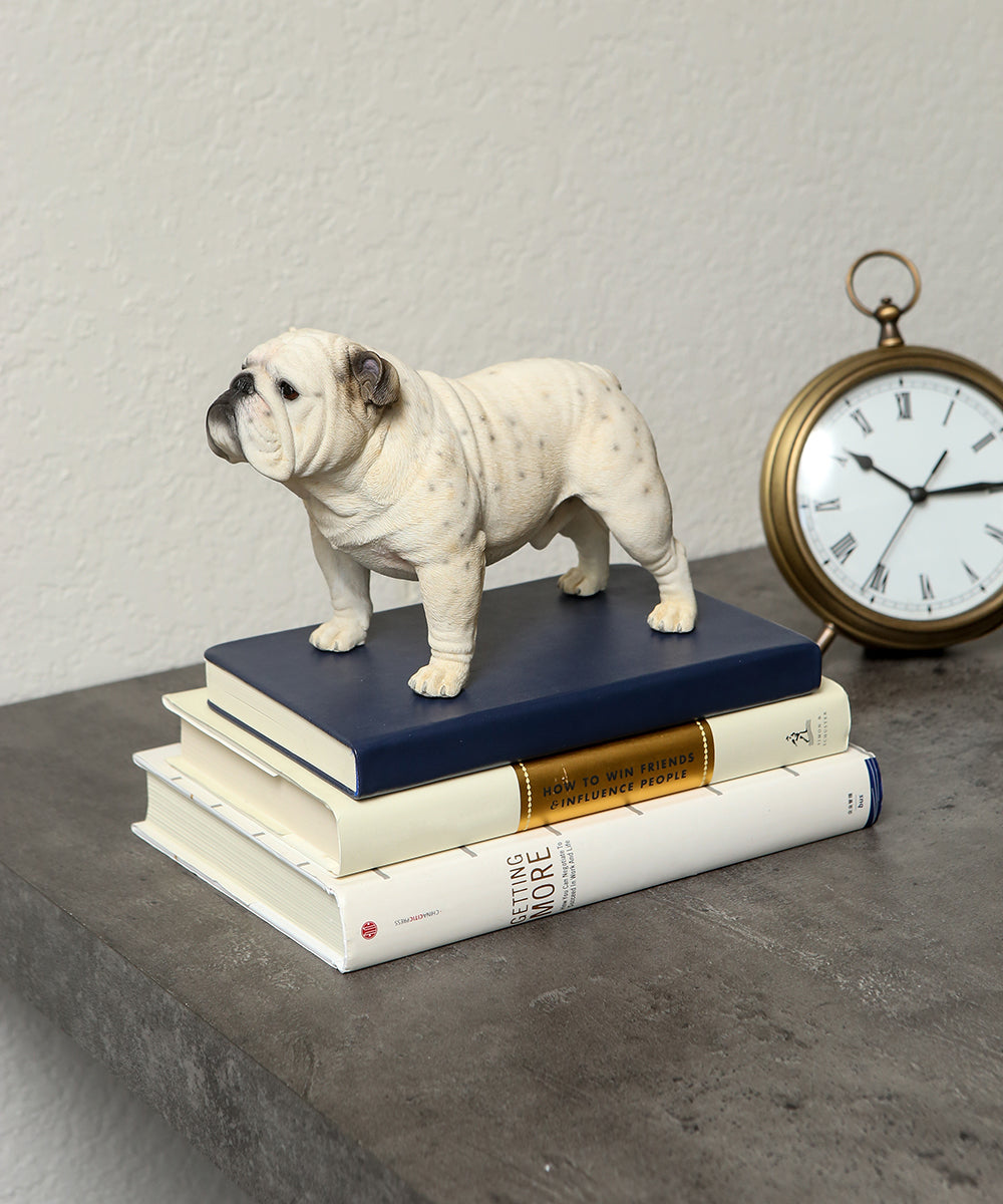 Handmade English Bulldog Statue 1:4 on desk
