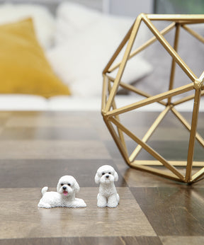 Handmade Mini Poodle Statue Set 1:6 on table