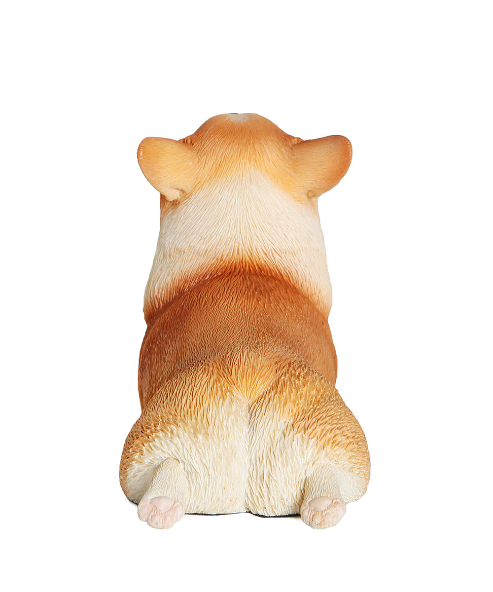 Handmade Smiling Corgi Statue 1:6 back view