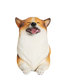 Handmade Smiling Corgi Statue 1:6 front view