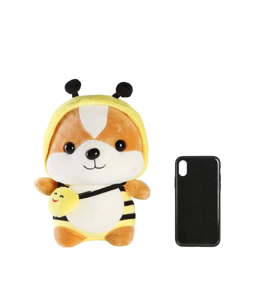 Corgi in yellow bee Costume Plushy size comparison with cell phone