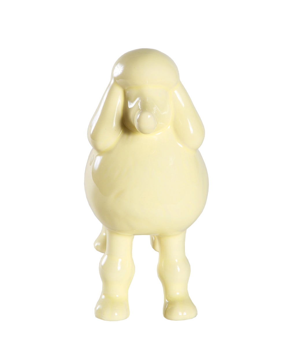 Yellow Standing Poodle Ceramic Pet Statue Front View