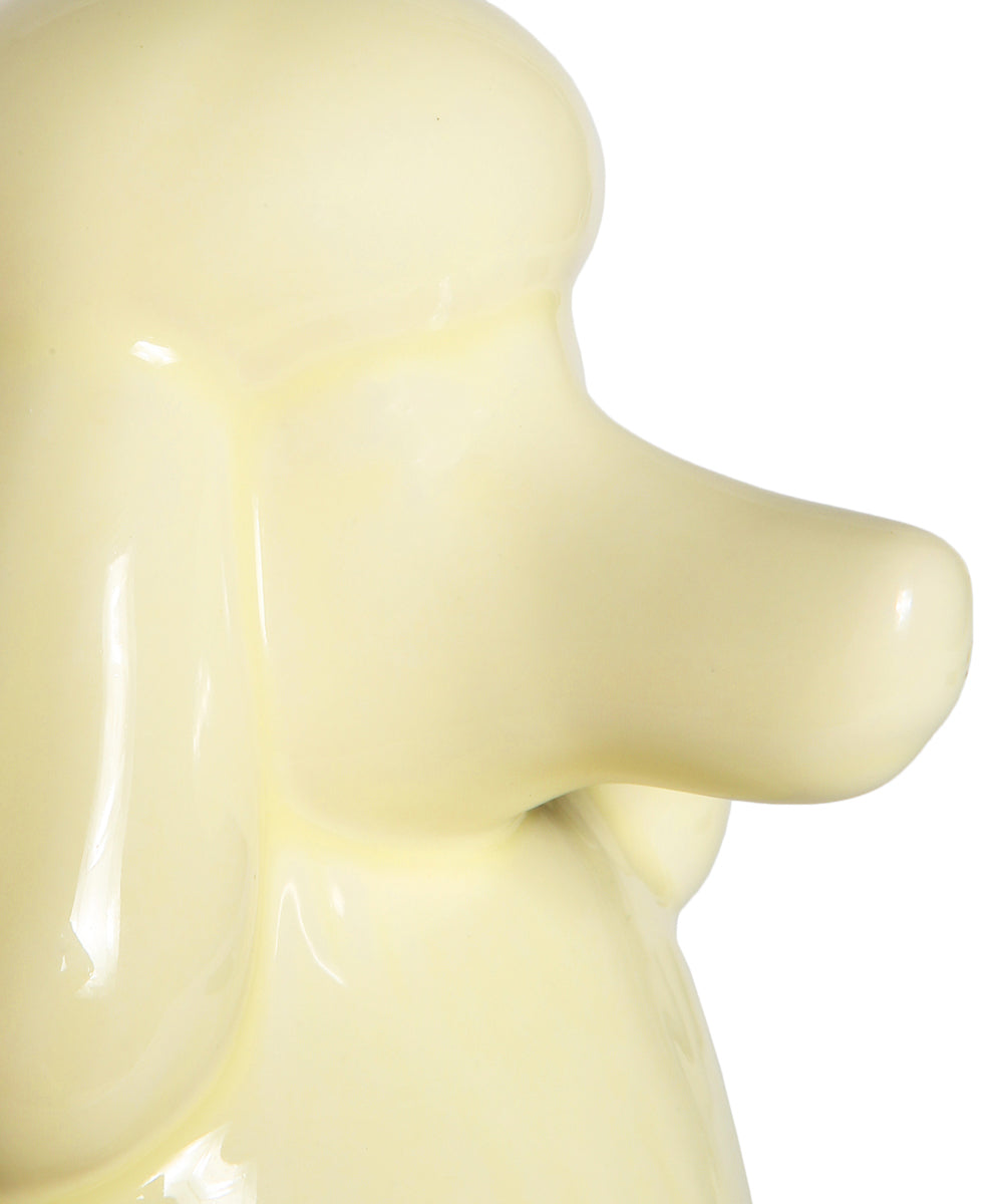 Yellow Standing Poodle Ceramic Pet Statue Side View
