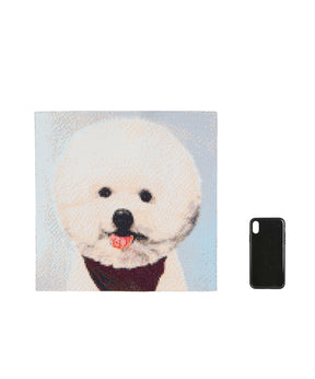 Poodle Diamond Painting next to phone for size comparison
