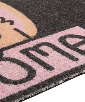 Black and Pink Corgi Non-slip Outdoor Doormat Close Up