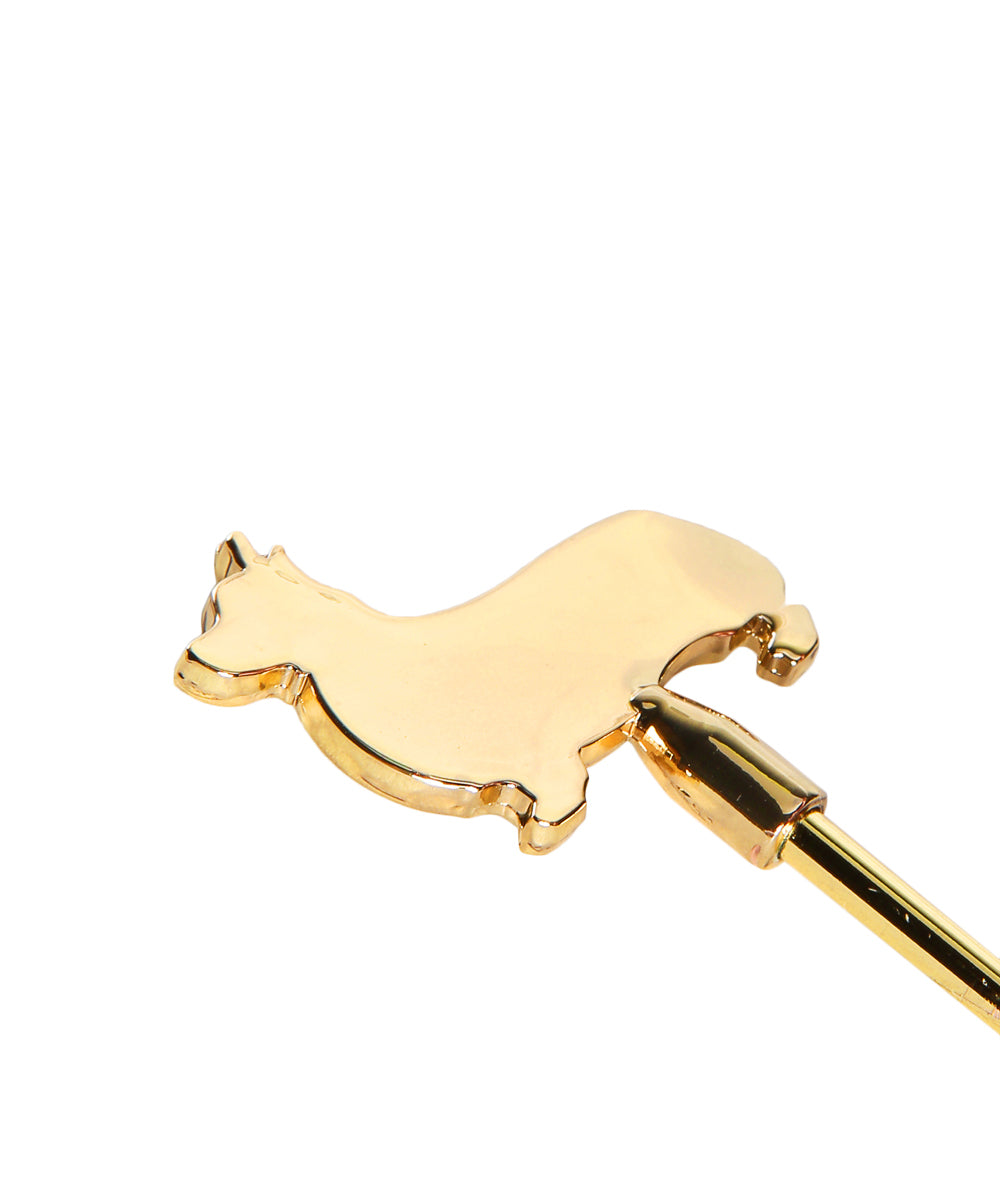 Gold Corgi Stir Stick close up