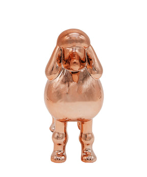 Rose Gold Standing Poodle Ceramic Pet Statue Front View