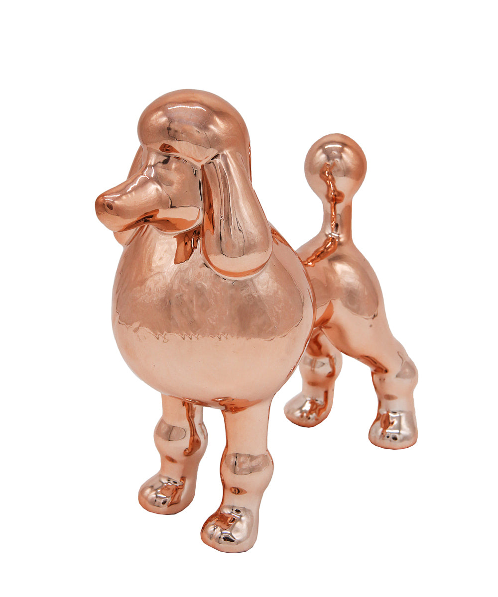 Rose Gold Standing Poodle Ceramic Statue