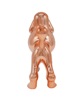 Rose Gold Standing Poodle Ceramic Pet Statue Back View
