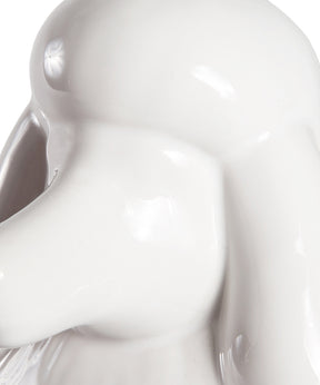 White Standing Poodle Ceramic Pet Statue Closeup