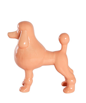 Orange Standing Poodle Ceramic Pet Statue Side View