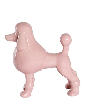 Pink Standing Poodle Ceramic Pet Statue Side View
