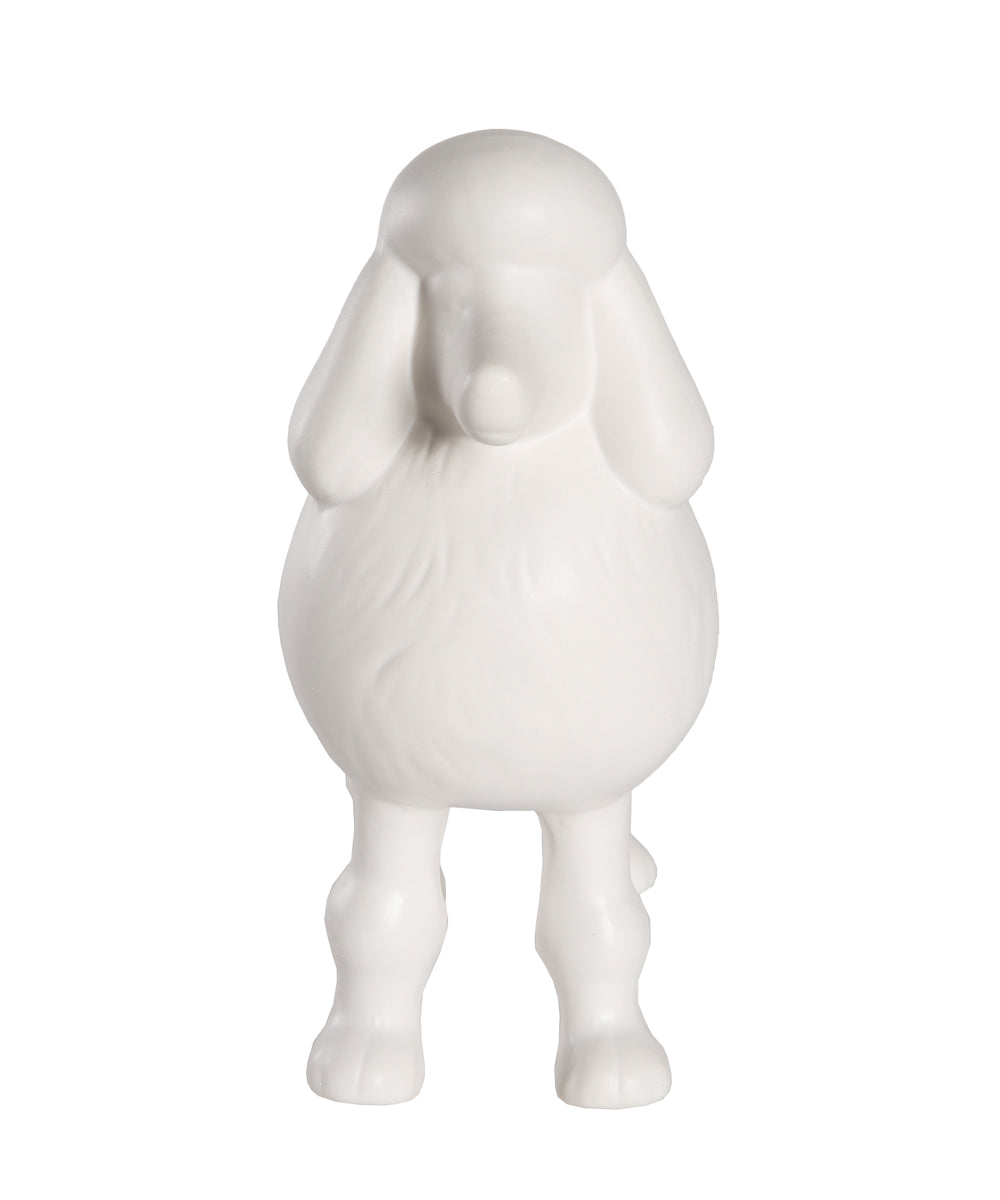 Matte White Standing Poodle Ceramic Statue