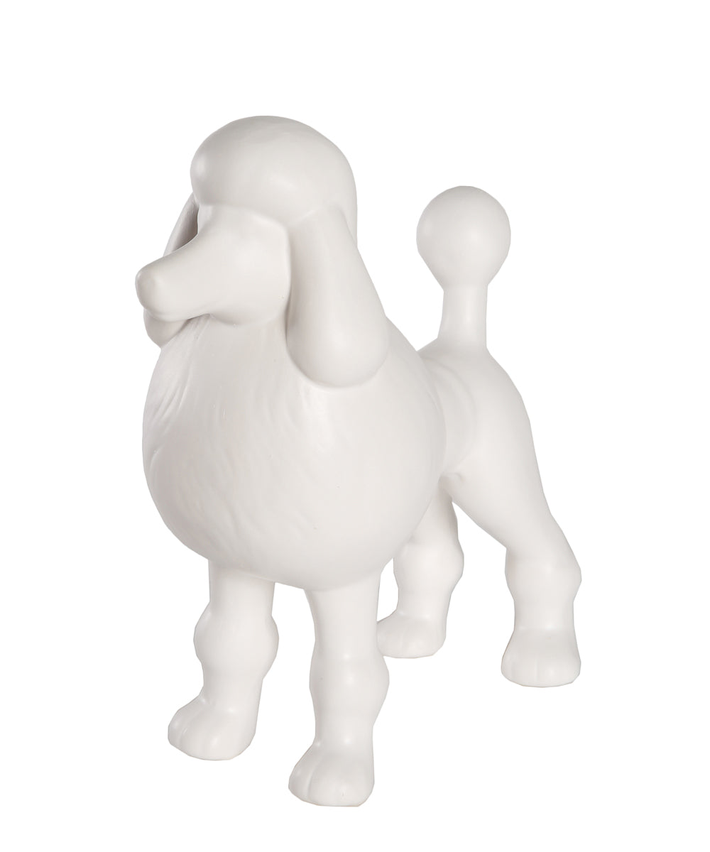 White Standing Poodle Ceramic Statue