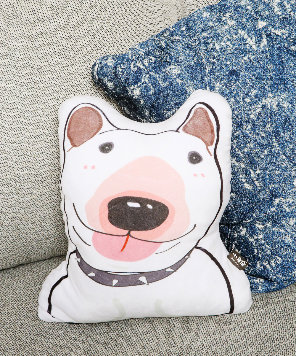 Soft Bull Terrier Pillow on couch