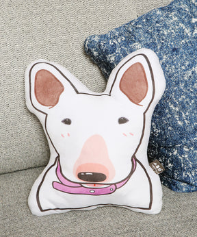 Soft Bull Terrier Pillow on couch