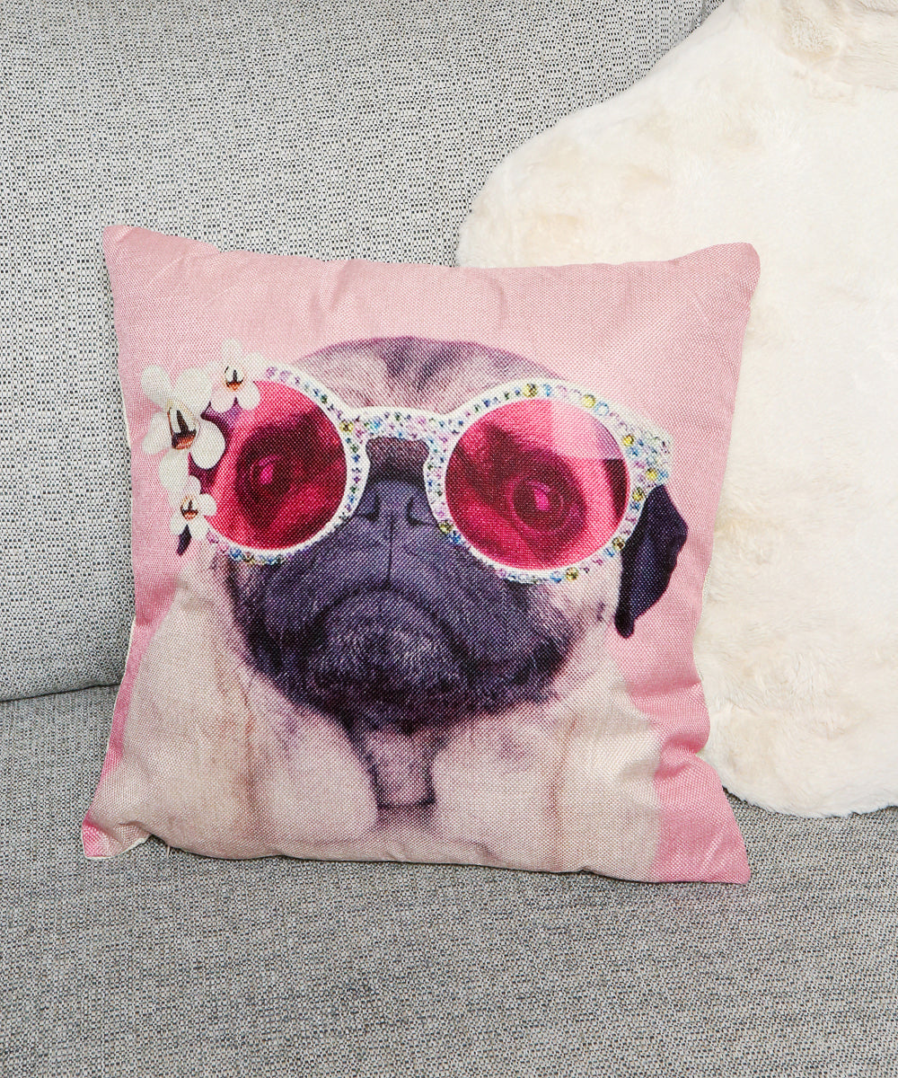 Pug Pillow on couch