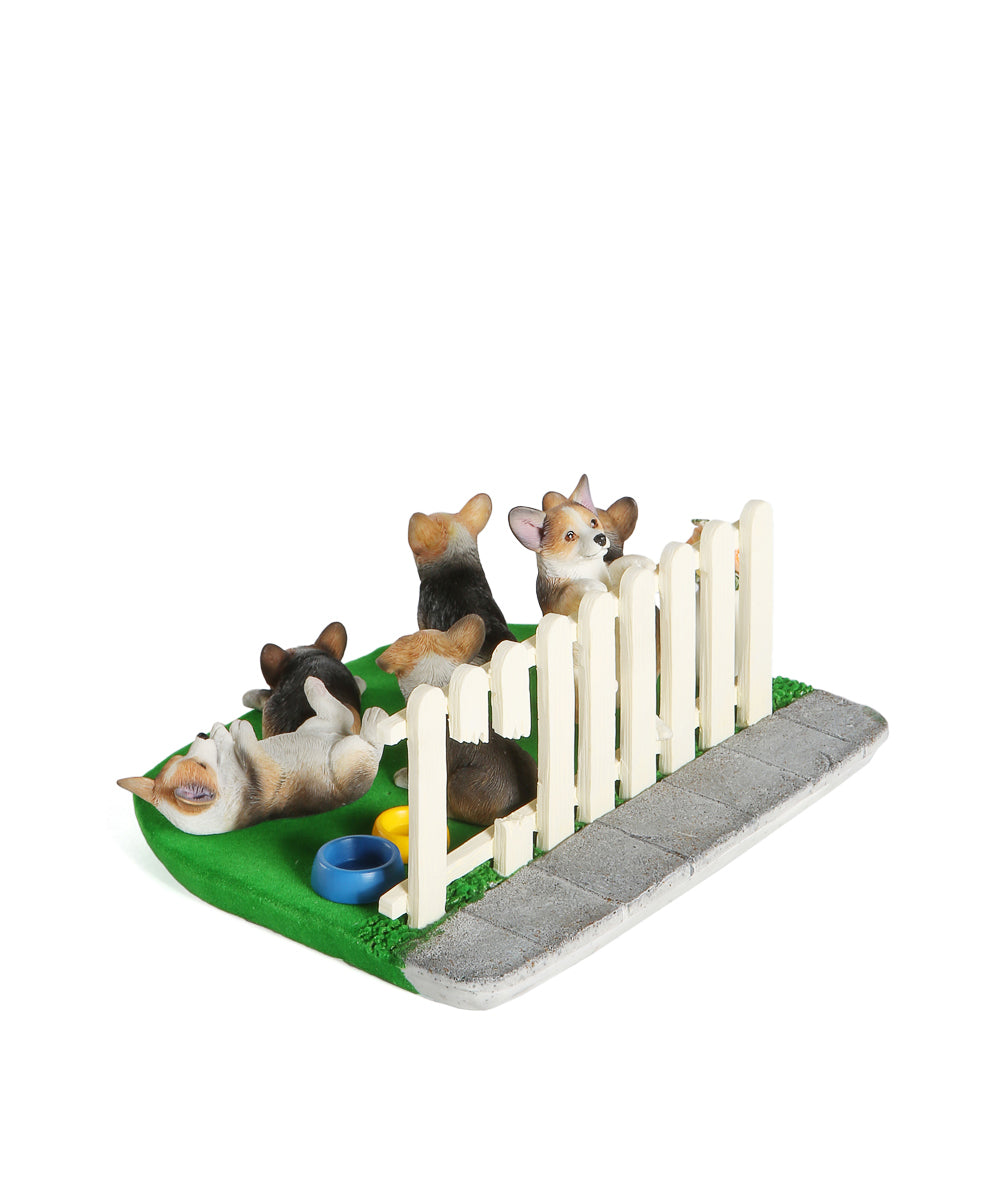 Garden Background Corgi Puppies Decoration Set
