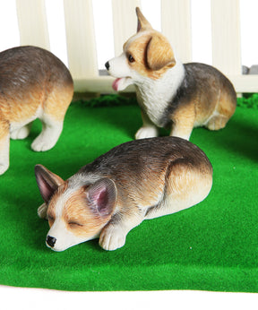 Garden Background Corgi Puppies Decoration Set