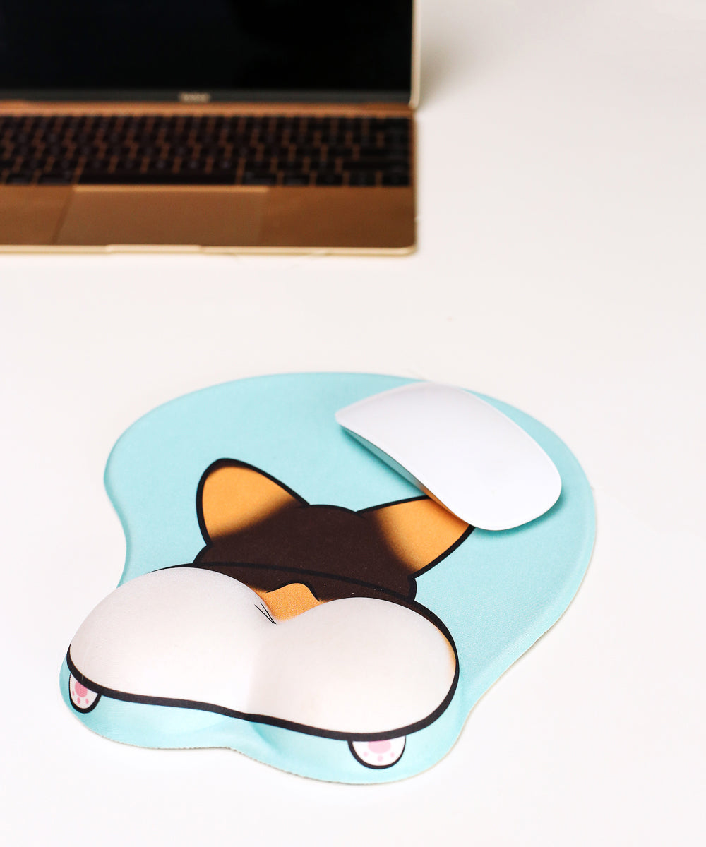 Tri Color 3D Corgi Butt handrest Mouse Pad With Mouse and Computer